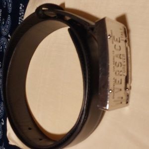 VERSACE LICENSE PLATE SILVER N BLACK BNWOT